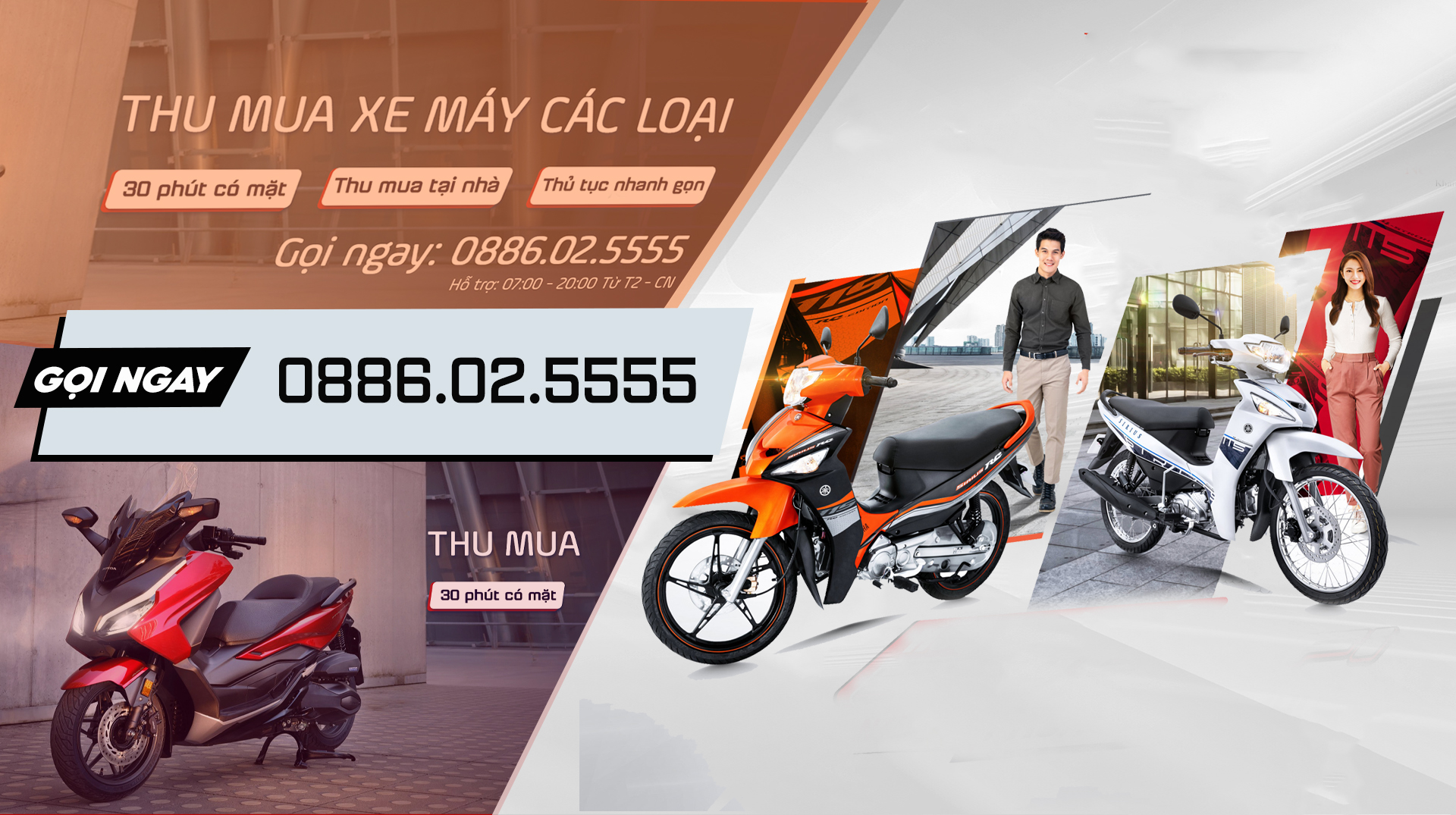 Thu mua xe máy cũ hỏng Yamaha, Honda, Sym, Kymco