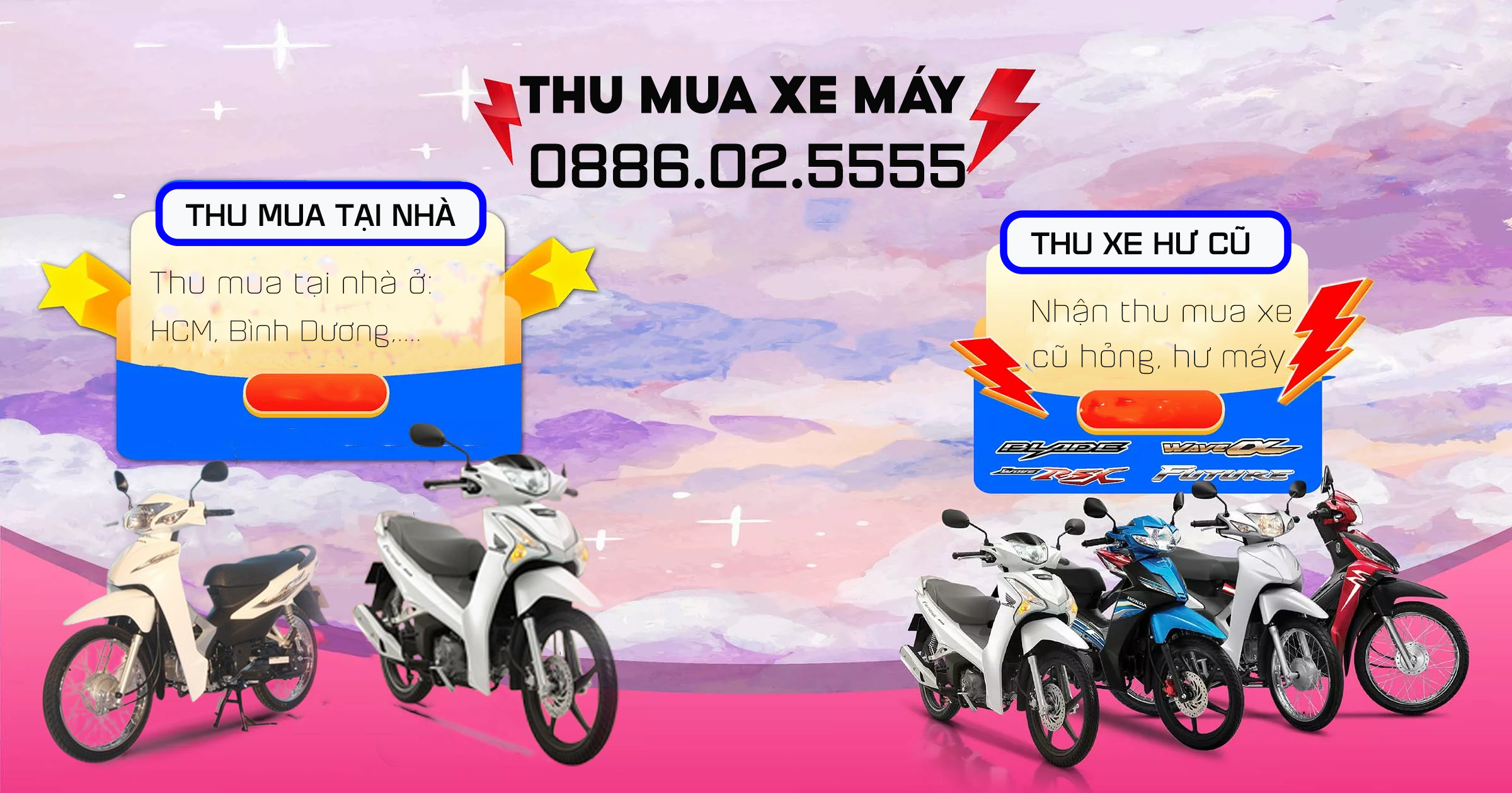 Thu mua xe máy cũ xe số Wave, Future, Super Cub, Blade, thu mua xe cũ hỏng